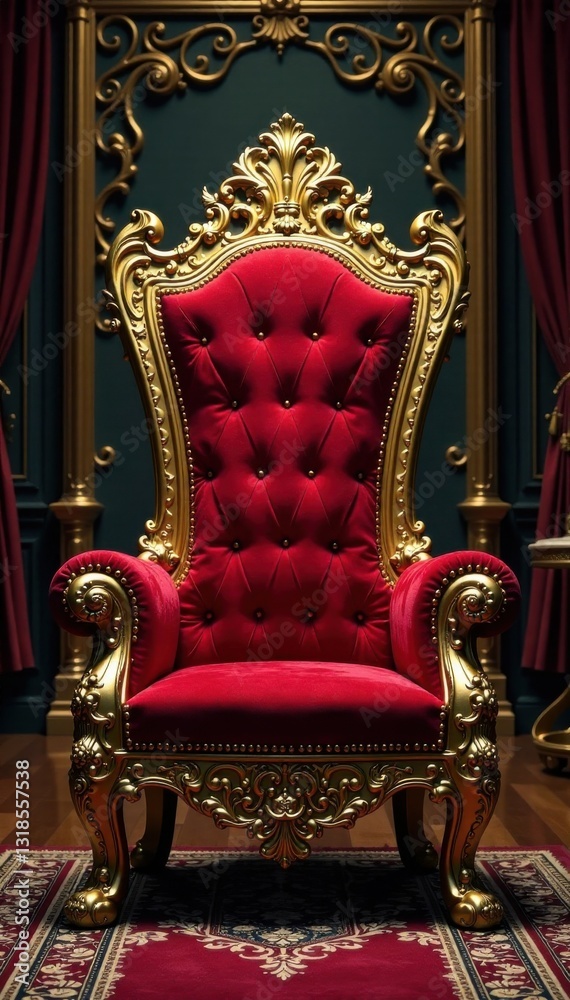 regal throne with ornate background and golden swirls, castle, luxury, swirly regal throne with ornate background and golden swirls, castle, luxury, swirly