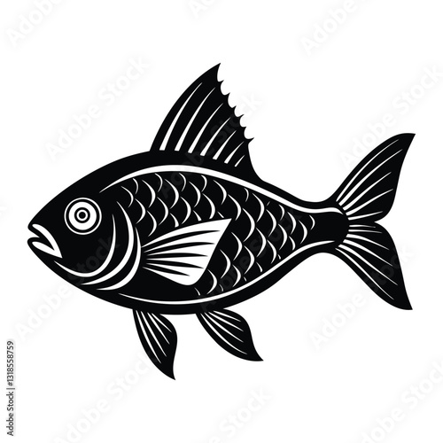 Fish silhouette vector white background-1