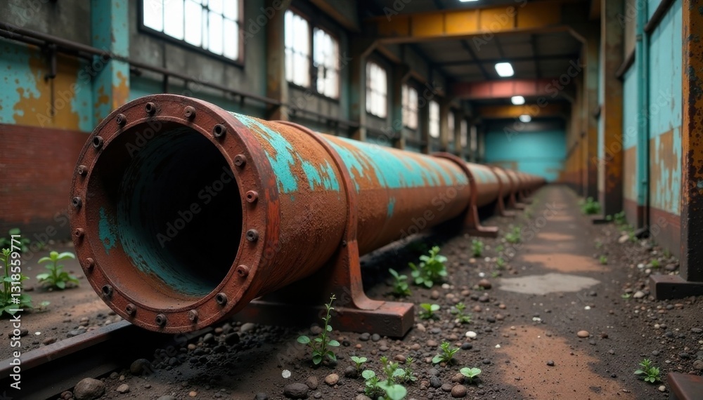 Rusty Metal Pipe in Abandoned Industrial Environment , metal, industrial, grunge Rusty Metal Pipe in Abandoned Industrial Environment , metal, industrial, grunge