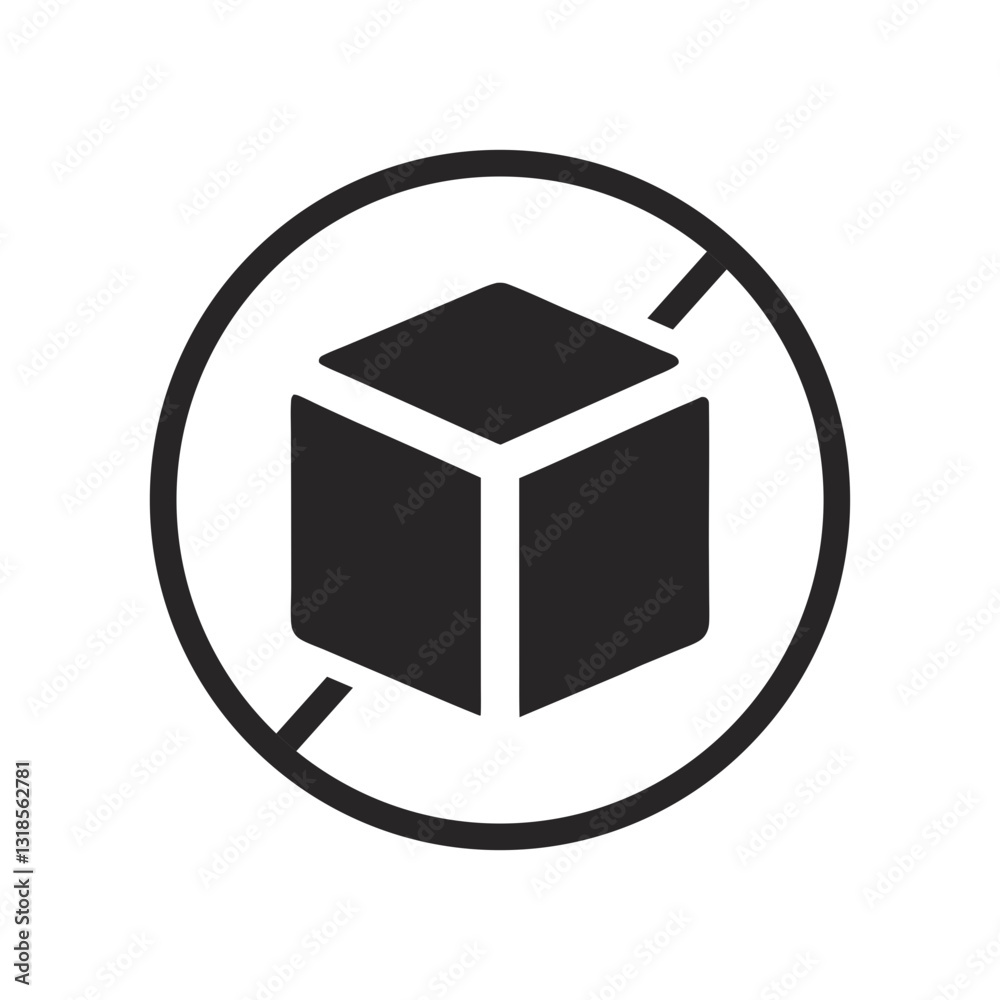 black and white icon of cube in circle with diagonal prohibition for sugarfree
black and white icon of cube in circle with diagonal prohibition for sugarfree
