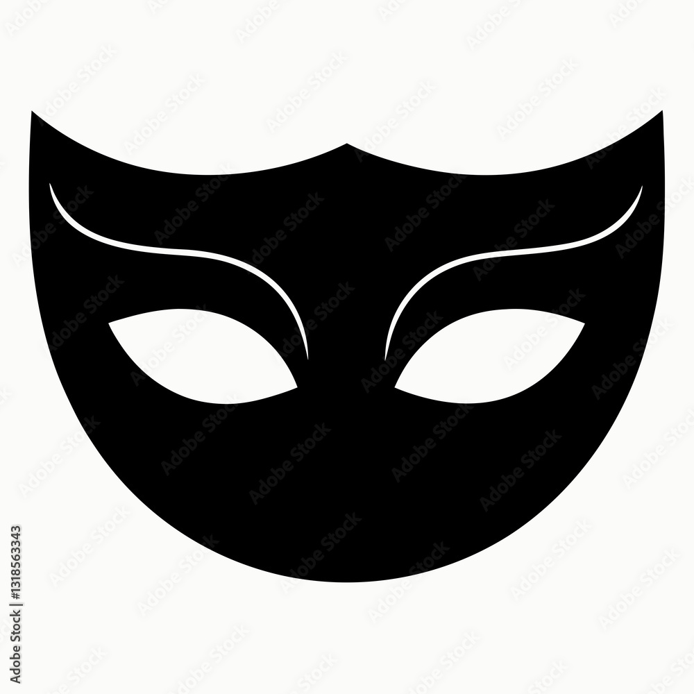 venetian mask icon, minimalist black mask with white eye highlights for design
venetian mask icon, minimalist black mask with white eye highlights for design