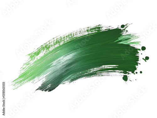 Fototapeta Naklejka Na Ścianę i Meble -  Abstract green paint brushstroke against transparent background