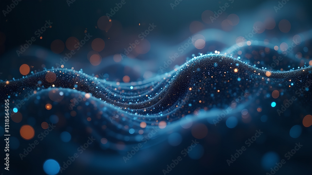 Abstract Particles Wave with Bokeh Background Abstract Particles Wave with Bokeh Background