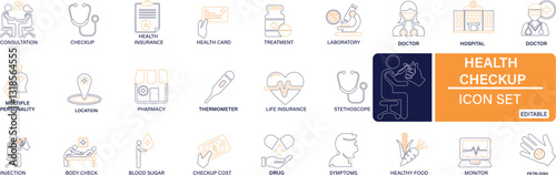  Health checkup icon set