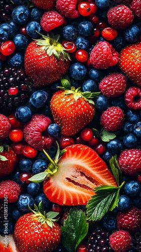 A vibrant arrangement of assorted berries.