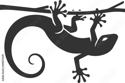 Lizard hanging upside down from a branch animal vector