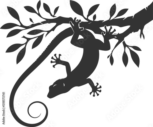 Lizard hanging upside down from a branch animal vector