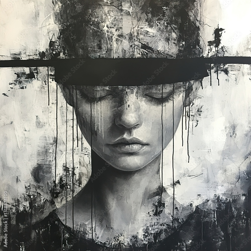 Veiled Emotion: A Monochromatic Portrait