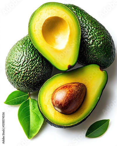 Fresh avocados with vibrant green texture.