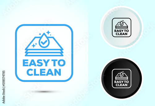 Easy cleaning icon design illustration. Clean surface icon sign symbol, Color black and white