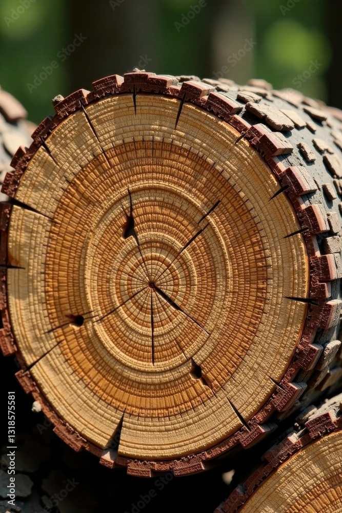 Naklejka premium Wooden log with visible knots and grain, wooden logs, log, natural