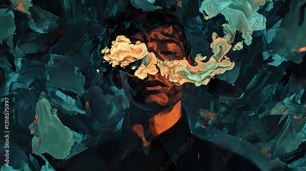Submerged Mind: An Abstract Expressionist Portrait