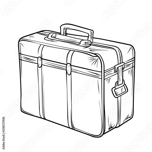 Vintage travel suitcase line drawing.