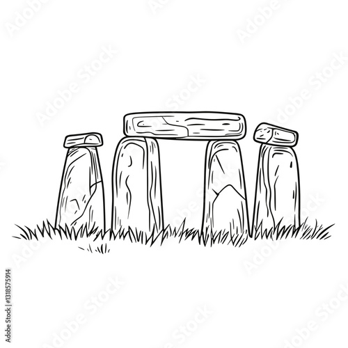 Stonehenge monument line drawing.