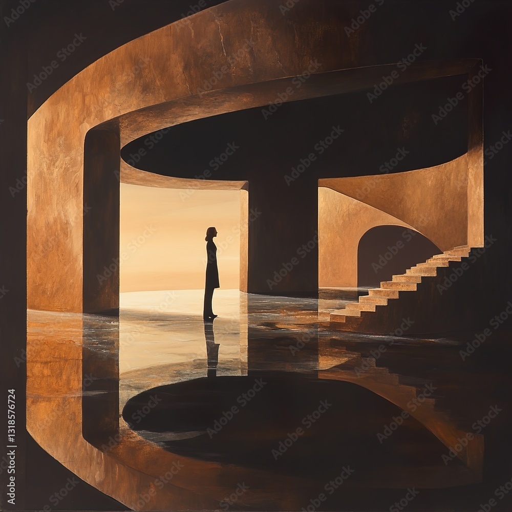 Woman in a Modern Architectural Space