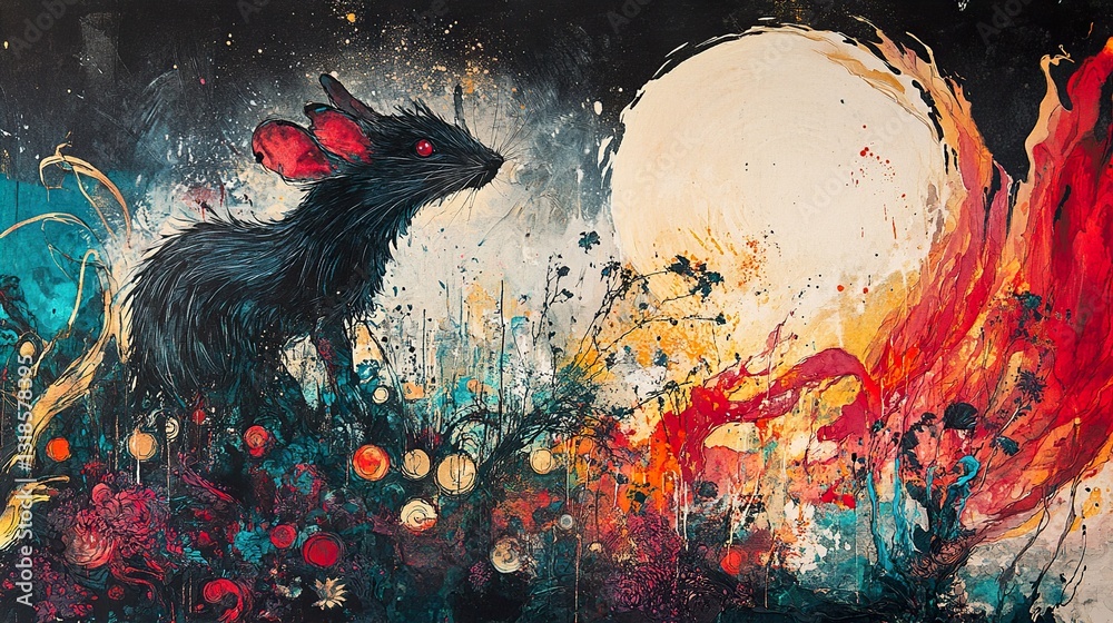 Nocturnal Rodent in a Surreal Landscape