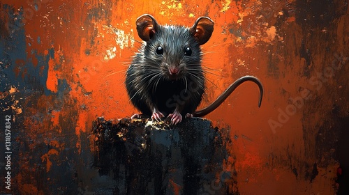 Obraz na płótnie Intense Mouse Portrait: Dark Art, Abstract Background w salonie