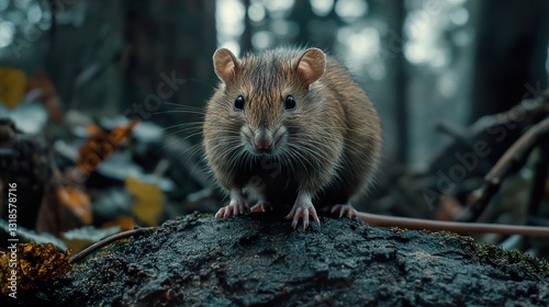 Obraz na płótnie Closeup of a Wild Rat in the Forest w salonie