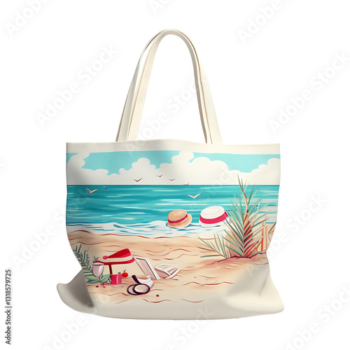 Beach bag summer isolated white and transparent background