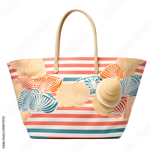 Beach bag summer isolated white and transparent background