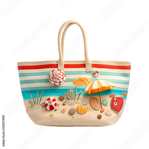 Beach bag summer isolated white and transparent background