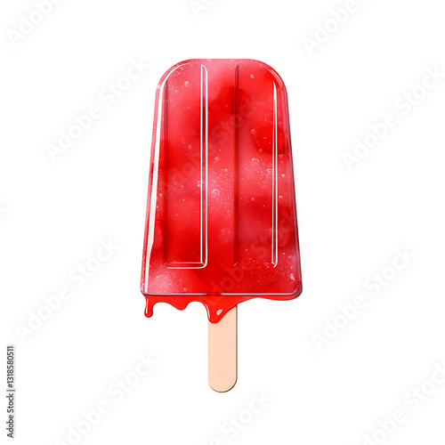 Red popsicle ice cream isolated white and transparent background