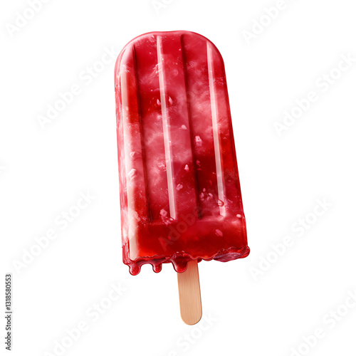Red popsicle ice cream isolated white and transparent background