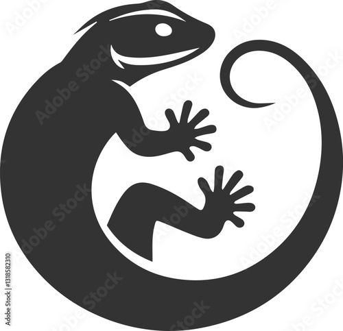 Lizard sitting with its tail wrapped around its body animal vector