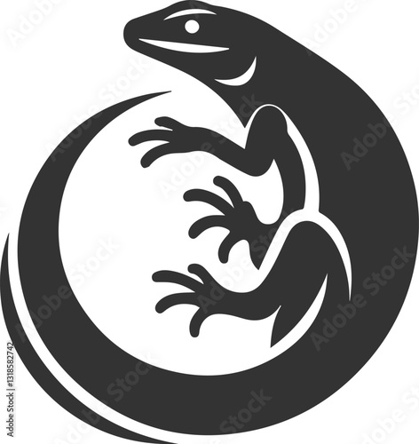 Lizard sitting with its tail wrapped around its body animal vector