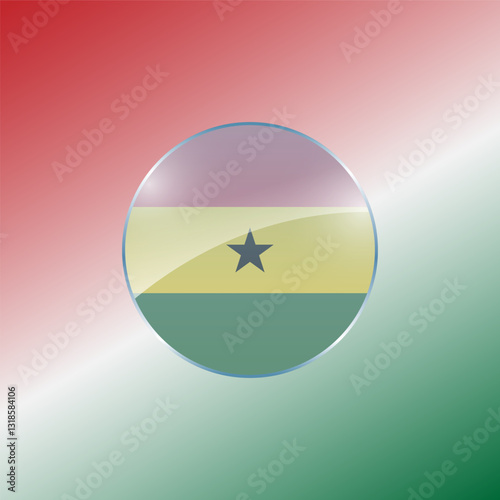 Ghana flags design vector illustration graphic of glossy buttons with identification pin vector illustration
