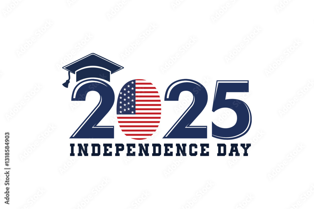 Obraz premium USA 2025 Independence Day vector on transparent background