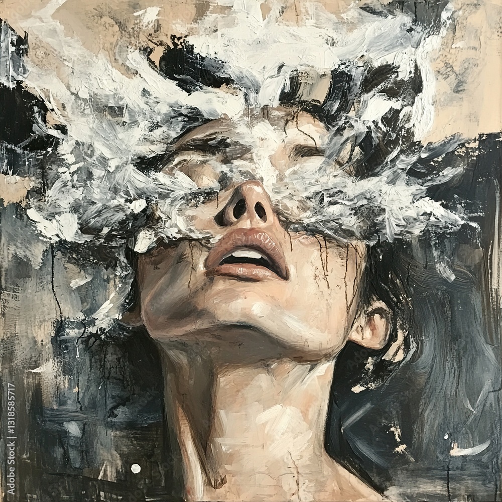 Enigmatic Woman in a Cloud of Emotions