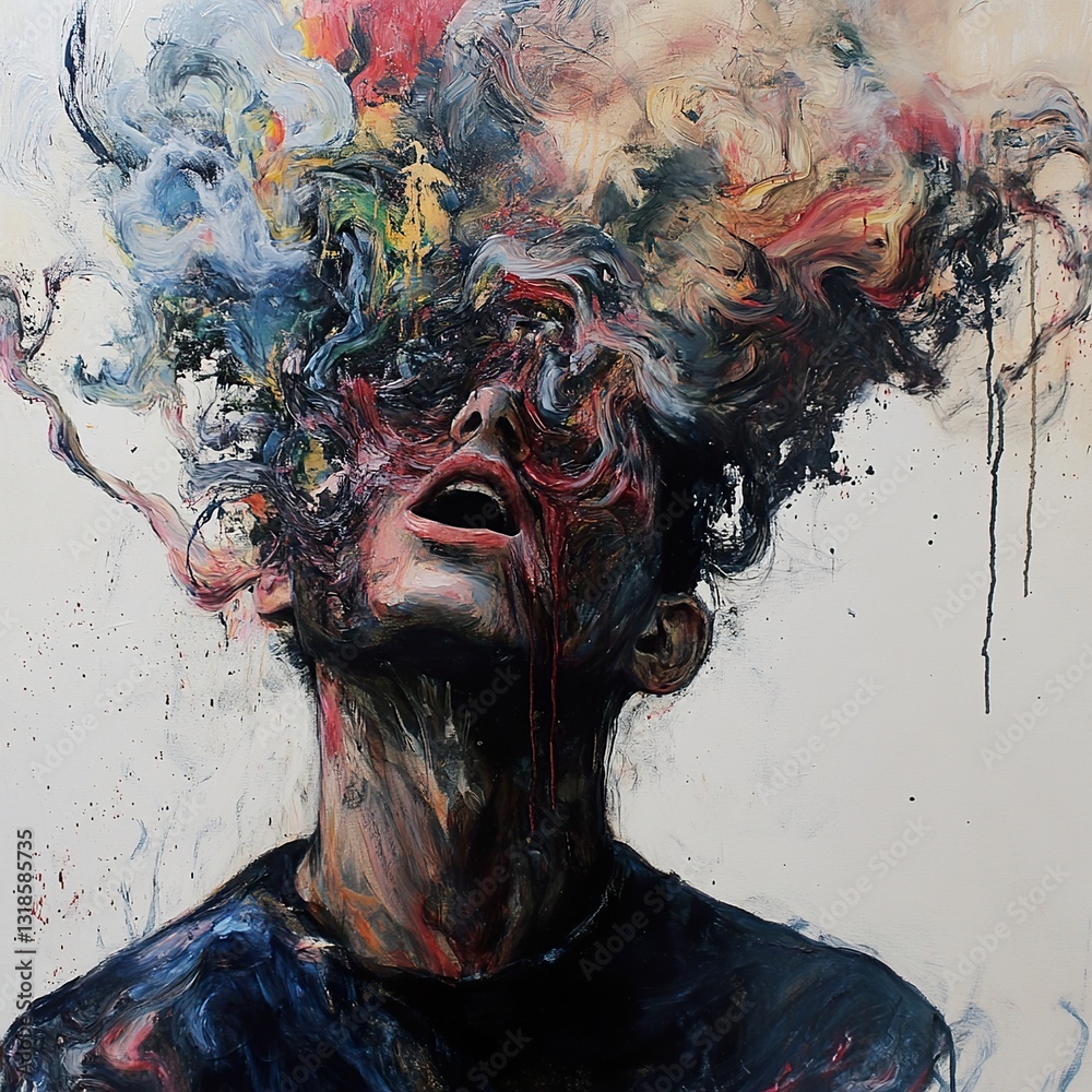 Emotional Eruption: A Canvas of Anguish and Intense Feeling