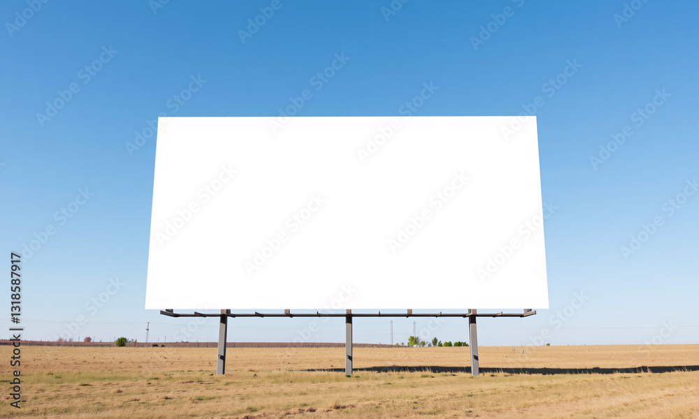 Obraz premium A blank white billboard mockup standing alone in an open landscape