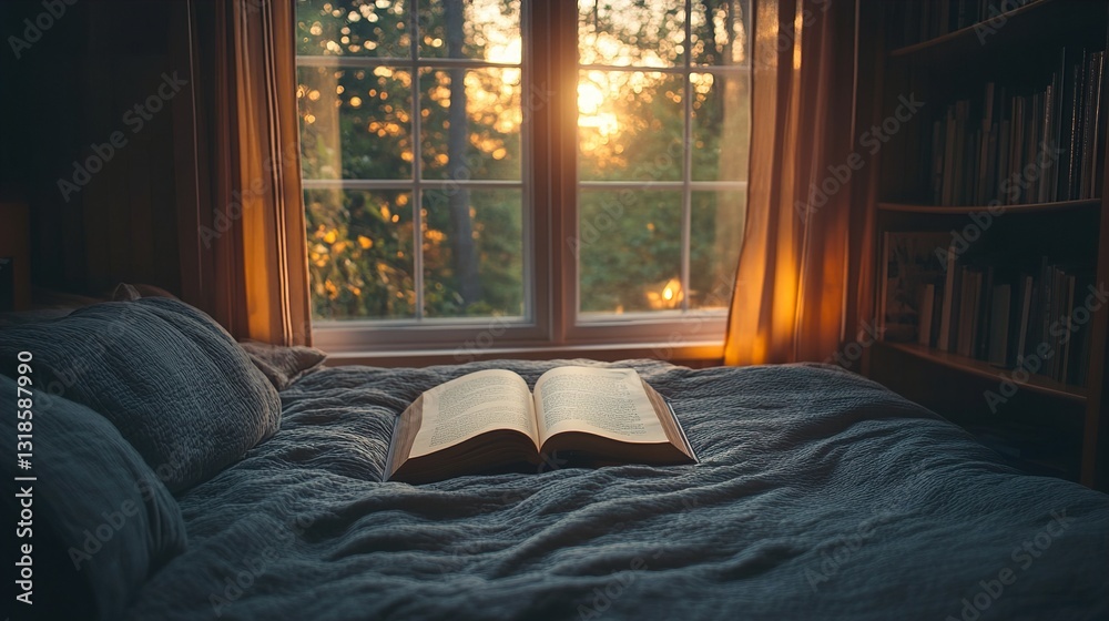Peaceful Sunrise Reading: Cozy Bedroom Book Nook