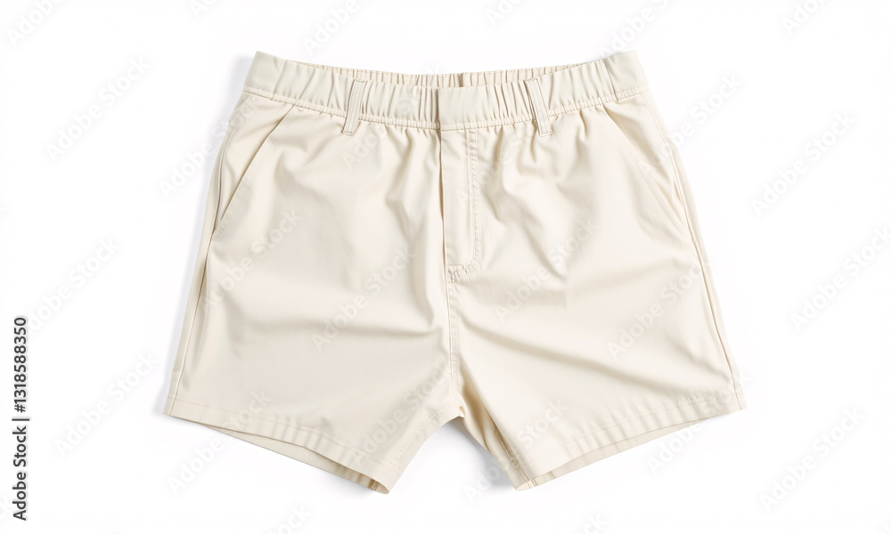 A pair of soft cotton shorts mockup displayed on a white background A pair of soft cotton shorts mockup displayed on a white background