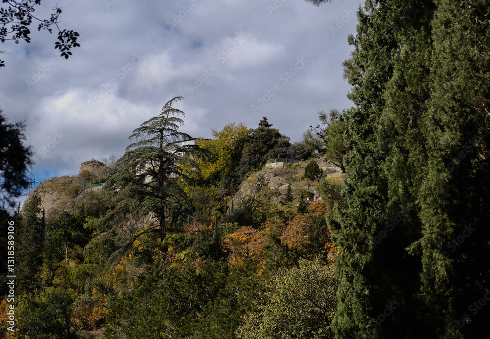 A breathtakingly picturesque view of a stunning mountainous landscape adorned with vibrant autumn foliage A breathtakingly picturesque view of a stunning mountainous landscape adorned with vibrant autumn foliage