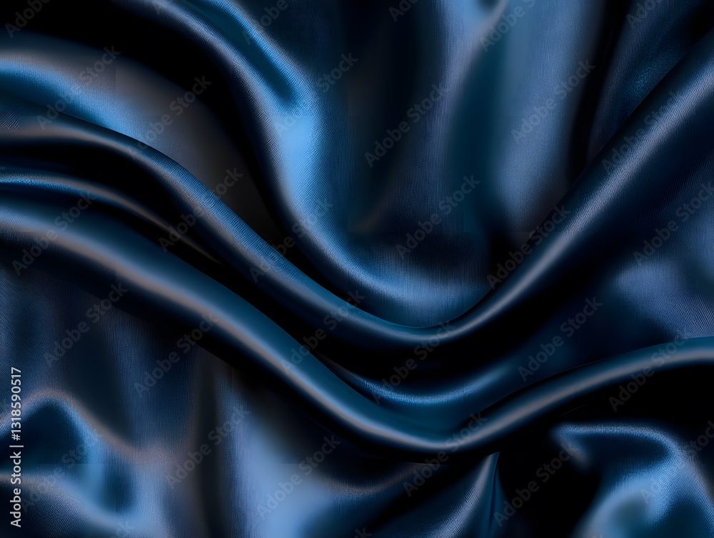 Obraz premium Luxurious Deep Blue Satin Fabric with Gentle Rippled Texture