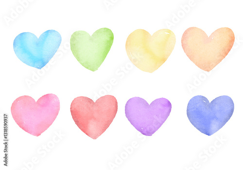 カラフルな水彩のハート