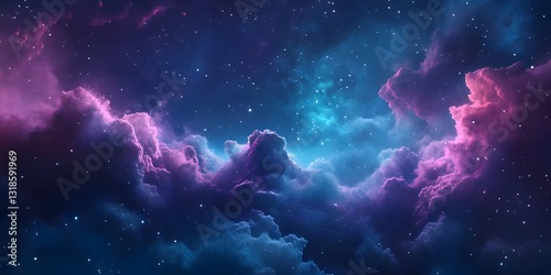 Vibrant Cosmic Clouds with Stars in Deep Space Background