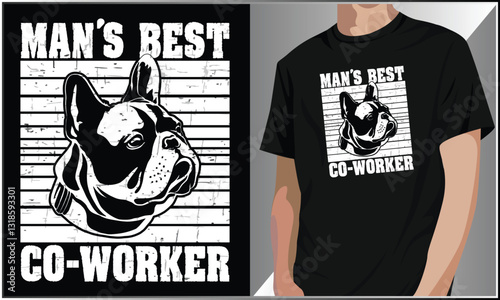 PrintMan's Best Co-Worker Dog Shirt Design, Dog Tshirt Design Vector, Bulldog Vector, Cute Dogs Shirt, Dog Lover Typography Vector, Dog Dad Design, Pet Lover Shirt, Father's Day Shirt.