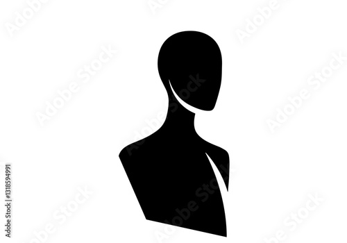 Minimalist black silhouette of a mannequin bust