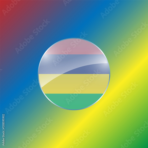 Mauritius flags design vector illustration graphic of glossy buttons with identification pin vector illustration
