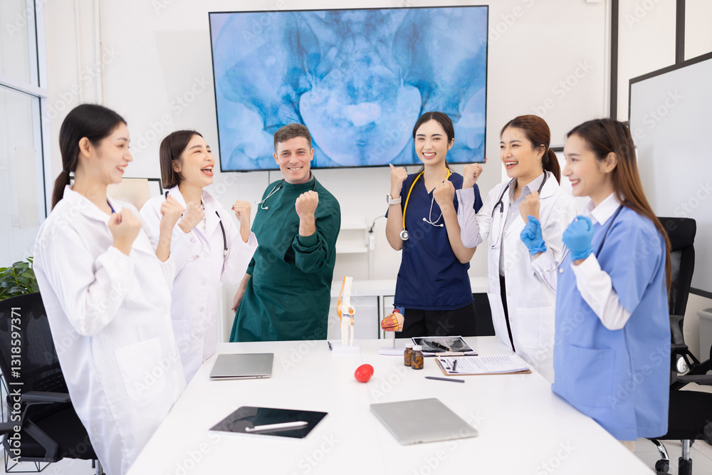 Fototapeta premium Team of doctor working with x-ray film and in meeting room at the hospital. Healthcare and medicine concept. 