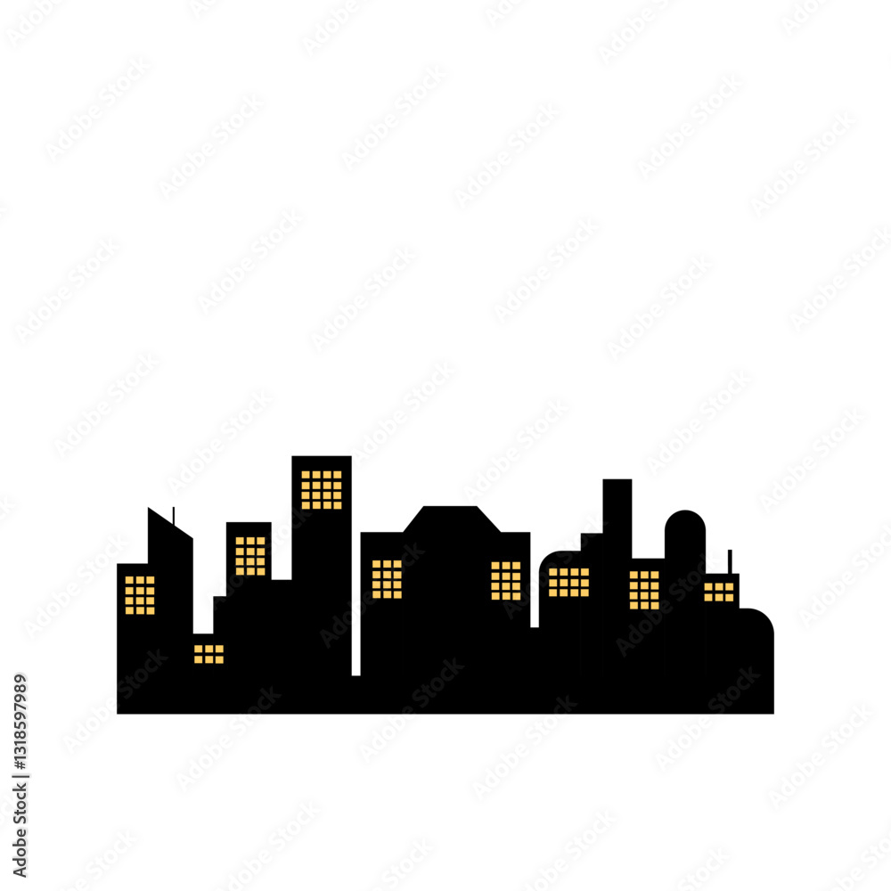 Fototapeta premium City silhouette vector set. Panorama city background.