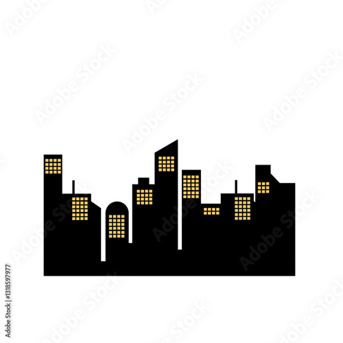 City silhouette vector set. Panorama city background.