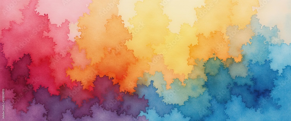 Obraz premium Abstract Watercolor Rainbow Gradient Background with Jagged Edges