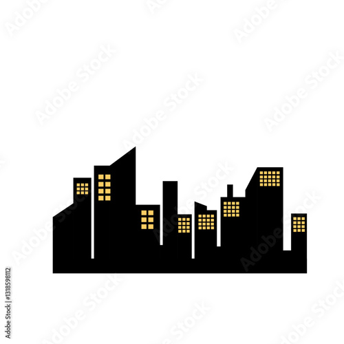 City silhouette vector set. Panorama city background.