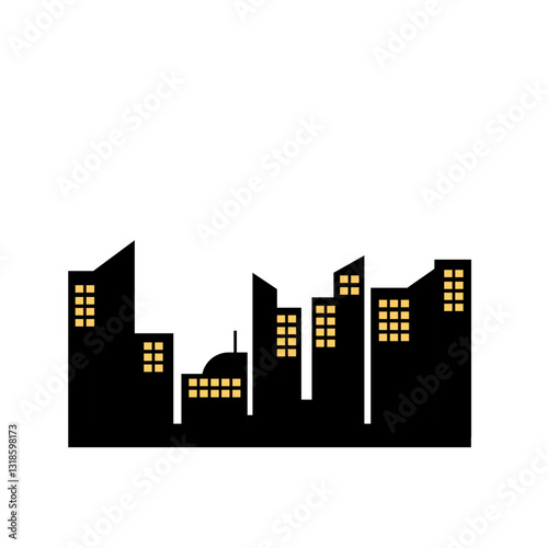 City silhouette vector set. Panorama city background.
