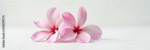Single flower bloom on pristine white surface, flower closeup, blossom solo